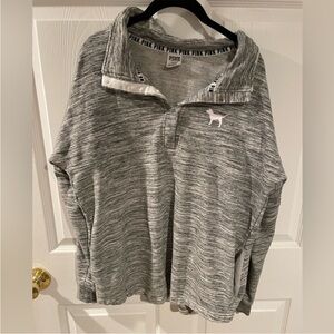 Victoria's Secret PINK Gray Marled Half-Zip Sweatshirt